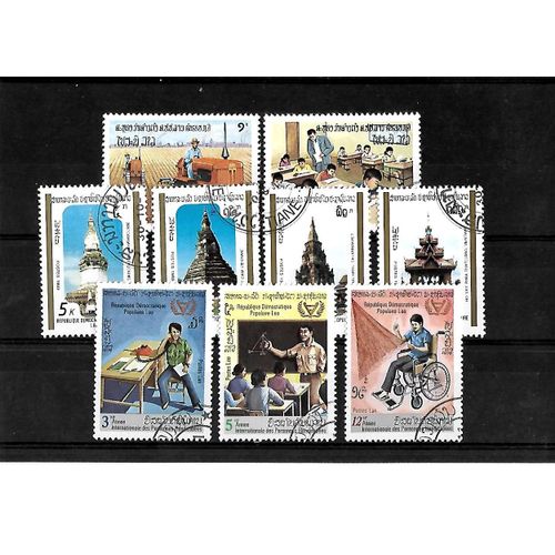 Laos-Lot De 9 Timbres Oblitérés-Très Bon Etat