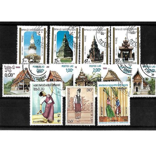 Laos-Lot De 12 Timbres Oblitérés-Très Bon Etat