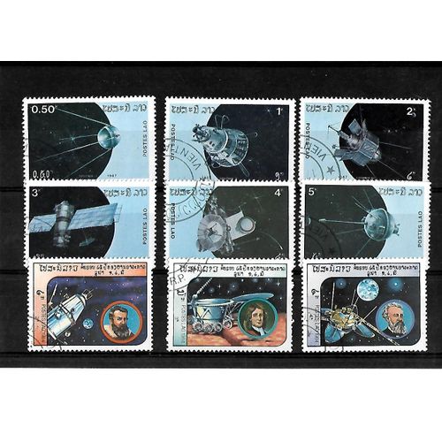 Laos-Espace-Lot De 9 Timbres Oblitérés-Très Bon Etat