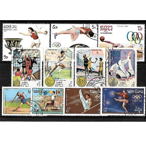 Laos-Jeux Olympiques DÉté-Lot De 11 Timbres Oblitérés-Très Bon Etat