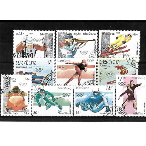 Laos-Jeux Olympiques DHiver-Lot De 10 Timbres Oblitérés-Très Bon Etat