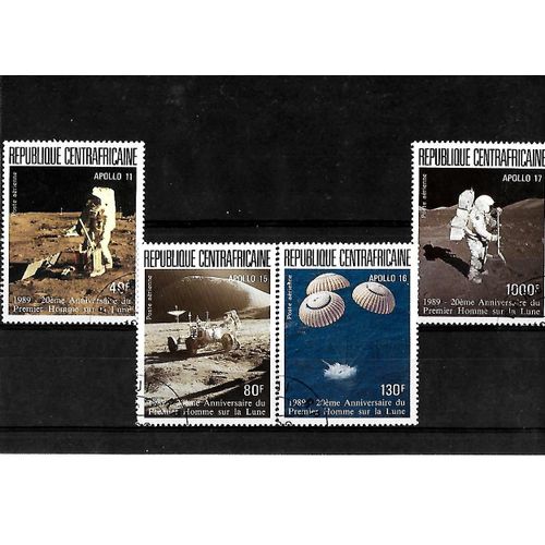 Centre Afrique- 1989 - 20 Éme Anniversaire De L'homme Sur La Lune-Pa Du N° 383 Au N° 386 -Lot De 4 Timbres Oblitérés-Très Bon Etat