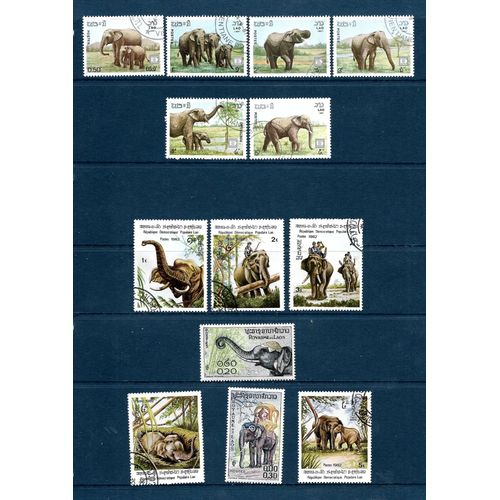 Laos-Hafata 87 Et Séries DÉléphants-Lot De 13 Timbres Oblitérés-Très Bon Etat