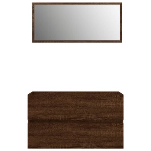 Vidaxl Ensemble De Meubles De Salle De Bain 2 Pcs Chêne Marron