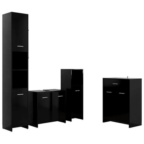 Vidaxl Ensemble De Meubles De Salle De Bain 4 Pcs Noir