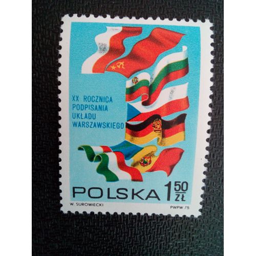 Timbre Pologne Yt 2214 Drapeaux Des Membres Du Traité De Varsovie 1975 ( 20404 )