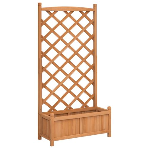 Vidaxl Jardinière Avec Treillis Marron Bois Massif De Sapin