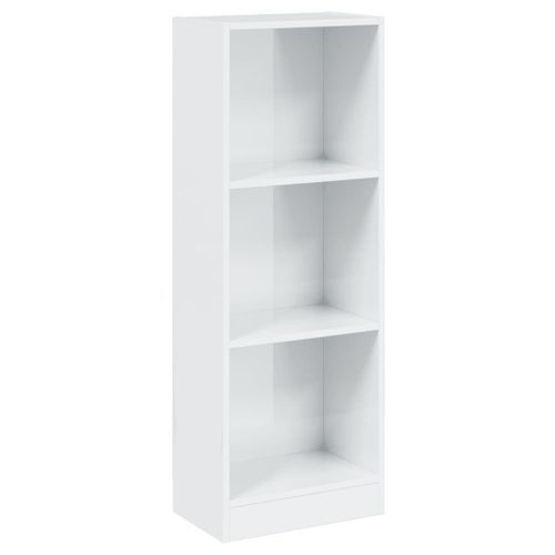 Vidaxl Bibliothèque À 3 Niveaux Blanc Brillant Bois D'ingénierie