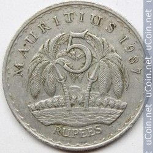 Mauritius (Ile Maurice) = Pièce De 5 Rupees, Année 1987, En Nickel, Sir Seewoosagur Ramgoolam