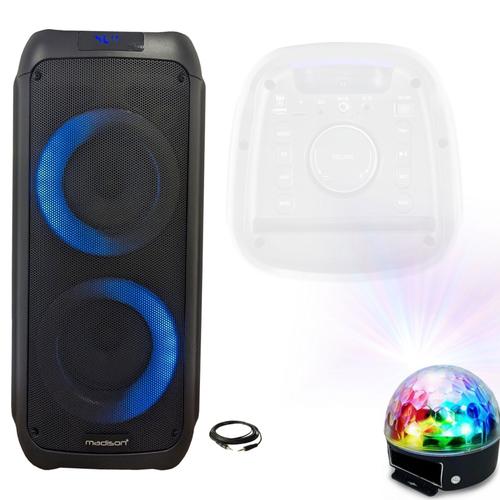 Pack Enceinte Lumineuse Bluetooth MAD-ASTRAL300 300W SD USB - Jeu Lumières Astro LED 6 Couleurs - Anniversaire Fête Soirée Enfant Dj