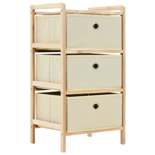 Étagère De Rangement 3 Paniers Non Tissés Bois De Cèdre Beige