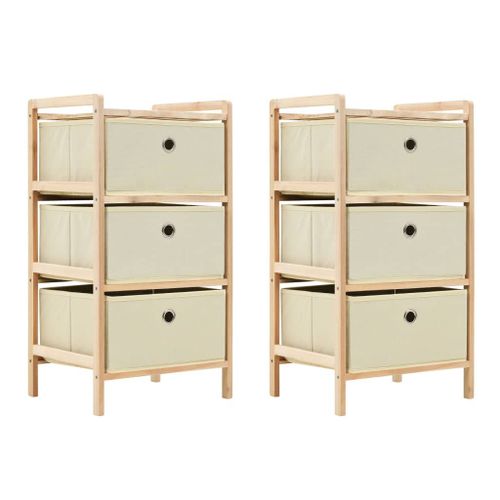 Étagères De Rangement Avec 3 Paniers En Tissu 2 Pcs Beige Cèdre