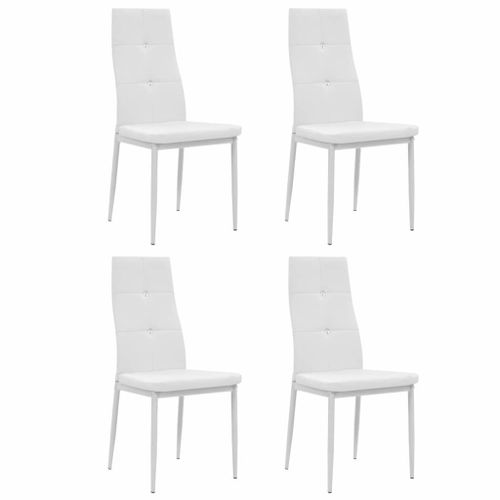 Chaises De Salle À Manger 4 Pcs Blanc Similicuir