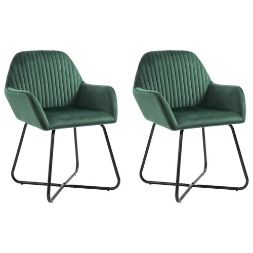 Chaises De Salle À Manger 2 Pcs Vert Velours