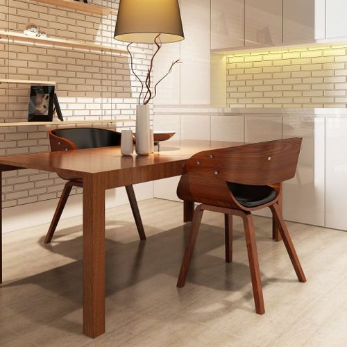 Chaises De Salle À Manger 2pcs Marron Bois Courbé Et Similicuir