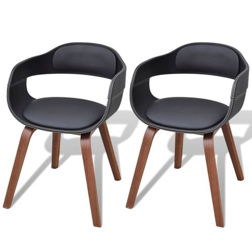 Chaises De Salle À Manger 2 Pcs Noir Bois Courbé Et Similicuir