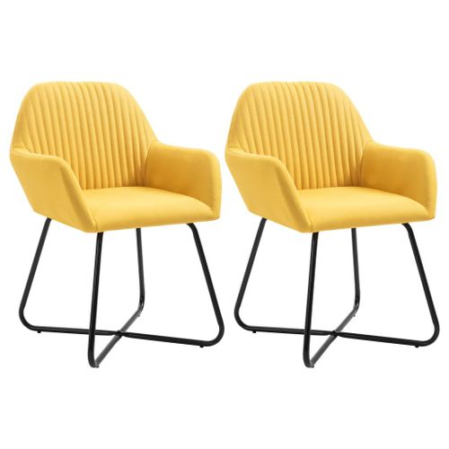 Vidaxl Chaises De Salle À Manger 2 Pcs Jaune Tissu