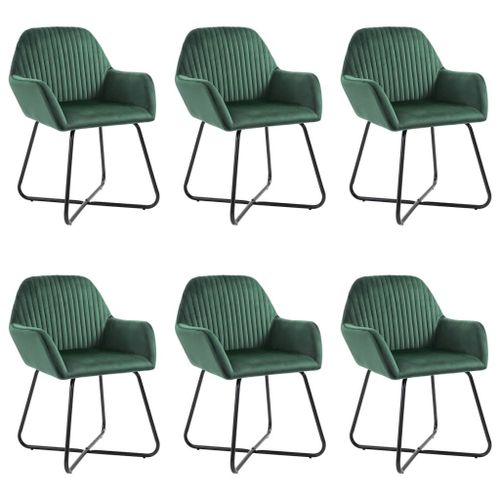 Chaises De Salle À Manger 6 Pcs Vert Velours