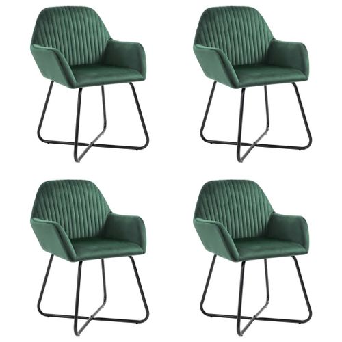 Chaises De Salle À Manger 4 Pcs Vert Velours