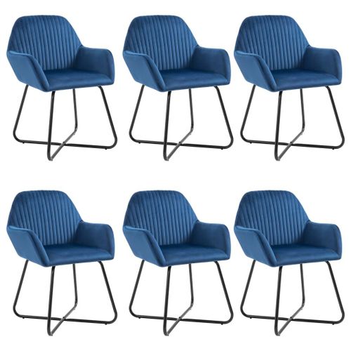 Chaises De Salle À Manger 6 Pcs Bleu Velours