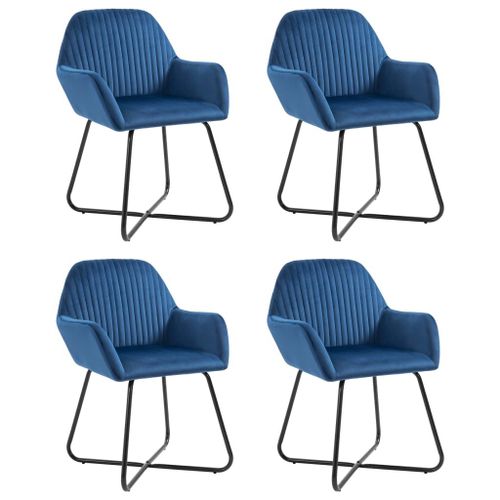 Chaises De Salle À Manger 4 Pcs Bleu Velours