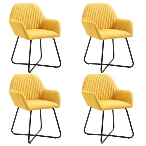 Vidaxl Chaises De Salle À Manger 4 Pcs Jaune Tissu