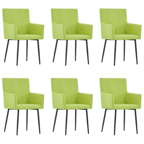 Chaises De Salle À Manger Avec Accoudoirs 6 Pcs Vert Tissu