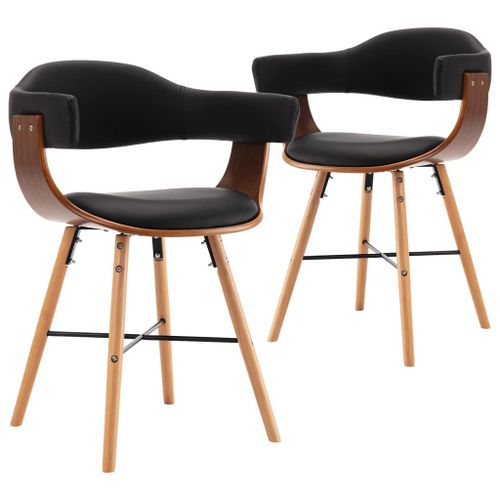 Vidaxl Chaises De Salle À Manger 2 Pcs Noir Similicuir Et Bois Courbé