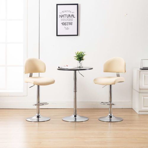Tabourets De Bar 2 Pcs Crème Similicuir