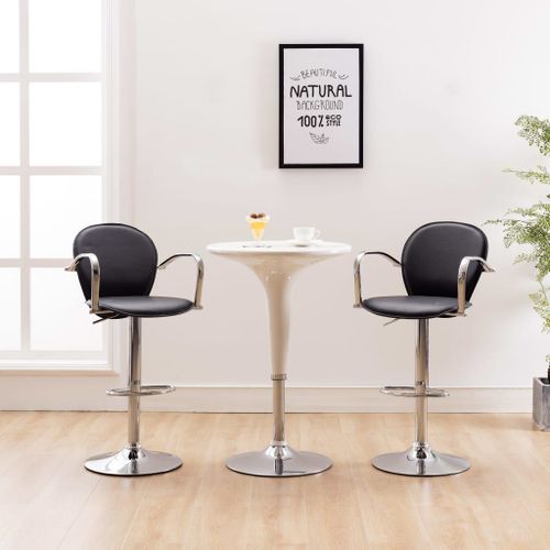 Tabourets De Bar Avec Accoudoir 2 Pcs Noir Similicuir