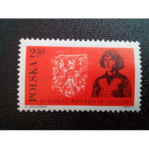 Timbre Pologne Yt 2029 Copernic Et Armoiries Du Roi De Prusse 1972 ( 20404 )