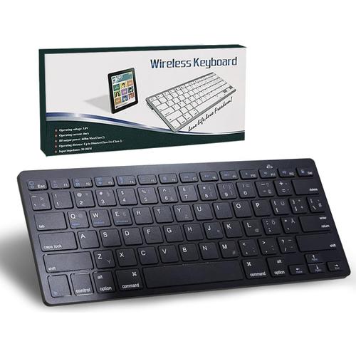 Clavier Bluetooth sans fil - QWERTZ allemand - Mini clavier sans fil compact ultra fin pour iPad, Mac, ordinateur portable, tablette, surface, téléphone, ordinateur, Windows/Android/iOS, noir