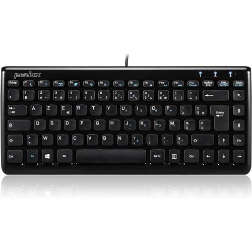 Perixx Periboard-407, Mini Clavier USB Filaire AZERTY - Clavier Chiclet avec 11 Touches de Raccourcis - Noir