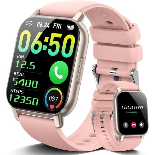 Montre Connectée Femmes Avec Numérotation Fonction D'appel, 1.85 ""Smartwatch 110+ Modes Sportifs/Spo2/Sommeil, Montre Sport Etanche Ip68 Pour Android Ios, Rose