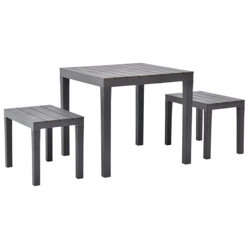 Table De Jardin Avec 2 Bancs Plastique Marron