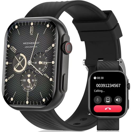 Montre Intelligente Avec Appel Bluetooth Et Réponse Mains Libres, Étanche 2,01 Pouces, Moniteur De Fréquence Cardiaque, Chronomètre De Suivi Du Sommeil, Notifications De Messages Assistant Vocal Pour