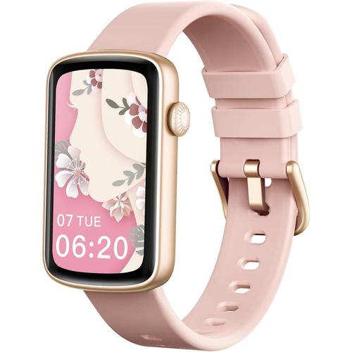 Montre Connectée Femme Montre Intelligente Avec Podometre Cardiofrequencemetre Spo2 Suivi De Cycle Suivi Sommeil Fond D Écran Personnalisé 24 Modes Sportifs Notification Waterproof Rose