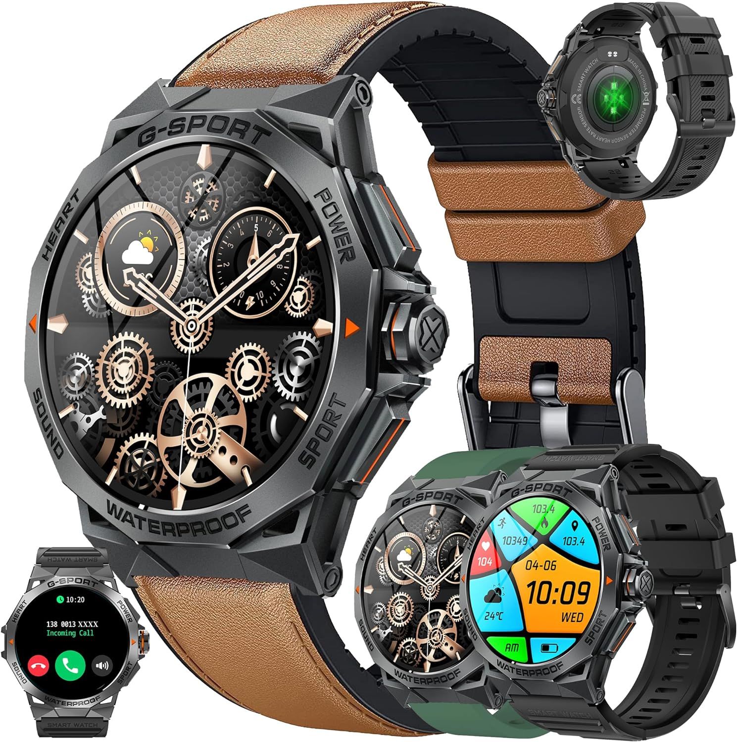 1,43"" Amoled Montre Connectée Homme Avec Appel Bluetooth 5.1/Numérotation, Gps Partagé Montre 123 Mode Sports Cardiofrequencemetre, Smartwatch Compatible Samsung Huawei Xiaomi Android Ios (Noir)