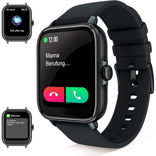 Montre Connectée Repondre Appel Et Sms, 1.7"" Smartwatch Sport Tactile Homme Femme Adulte Android Ios, Tracker D'activité/Podometre/Moniteur De Fréquence Cardiaque Et Sommeil/Etanche, Watch