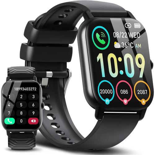 Montre Connectée Femme Homme Avec Appel Bluetooth, 1.85"" Hd Smartwatch Motre Sport Avec Podometre/Cardiofrequencemetre/Sommeil, 112 Modes Sportifs, Etanche Ip68 Smart Watch Pour Android Ios