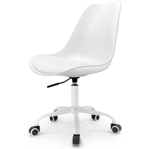 Lakar Chaise De Bureau Scandinave À Roulettes Hauteur Réglable Blanc¿