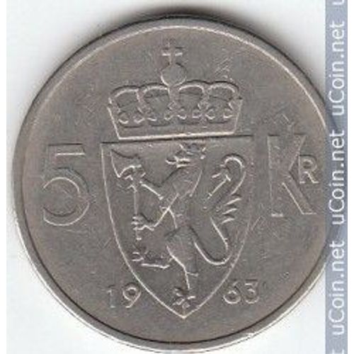 Norvège = Pièce De 5 Kroner, Année 1963, Olav V