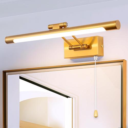 Applique Murale 8W, 40CM Interieur Laiton Salle De Bains Miroir Lampe 3000K Murales LED avec Tête de Lamp Pivotante Lampes de Lecture, 900LM pour Tableaux et Vitrines Luminaires