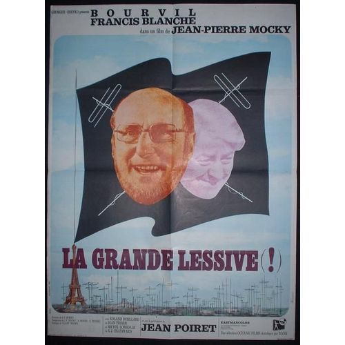La Grande Lessive * Jean Pierre Mocky - Film Comique 1968 - Affiche De Cinema Originale Ancienne - Movie Poster - 60x80 Cm * Bourvil ; Francis Blanche * Paris Tour Eiffel
