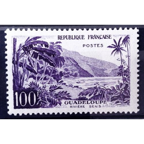 Guadeloupe - Rivière Sens 100f Violet (Superbe N° 1194) Neuf* - Cote 21,00 - France Année 1959 - N11137