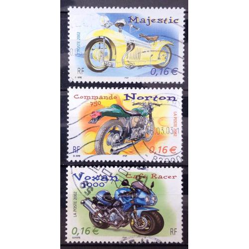 Motos - Cylindrées Et Carénages - Très Jolis Majestic 0,16 (N° 3510) + Norton Commando 750 0,16 (N° 3511) + Voxan 1000 Café Racer 0,16 (N° 3512) Obl - France Année 2002 - N27329