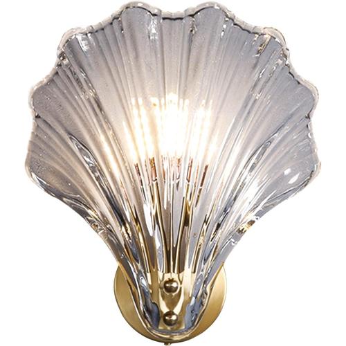 Lampe Murale Led, Luminaires Intérieur En Forme De Coquille, Applique Murale Verre, Applique Art Deco E14, Applique Murale Interieur Vintage Pour Salon/Chambre/Chevet (Transparente)