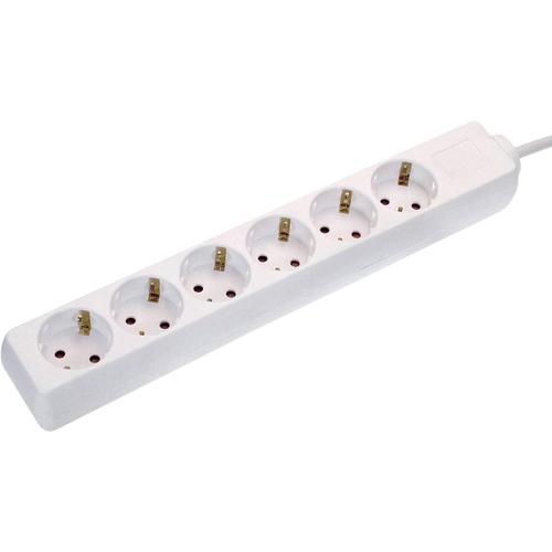 Rallonge multiprise 6 prises Intérieur/IP20 Câble blanc 3m H05VV-F 3G1,5 (Import Allemagne)