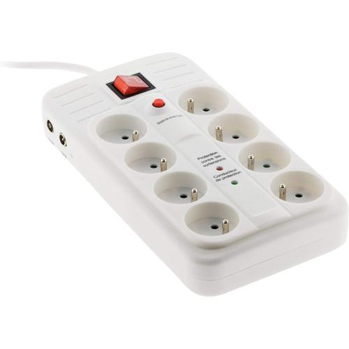 Parafoudre 8 prises avec interrupteur Security Pro TV F/F 9,52mm + Tel RJ11