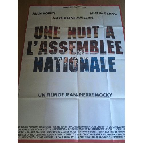 Une Nuit A L'assemblee Nationale -Véritable Affiche De Cinéma Pliée -Format 120x160 Cm -Dejean Pierre Mocky Avec Jean Poiret, Michel Blanc, Jacqueline Maillan,Bernadette Lafont, Josiane Balasko -1988